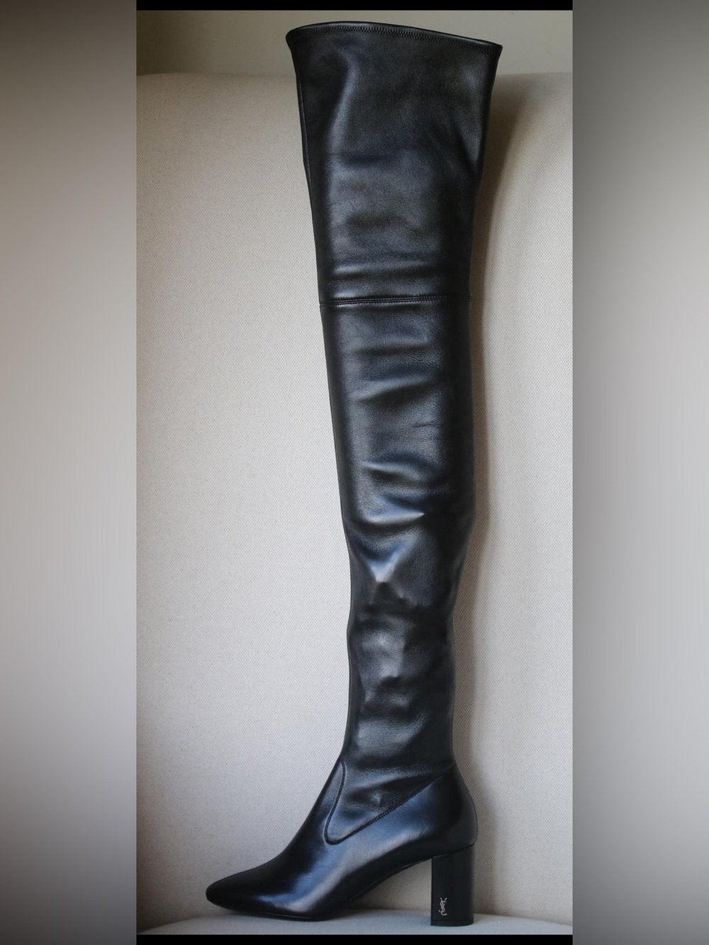Saint Laurent Loulou Leather Over-the-Knee Boots